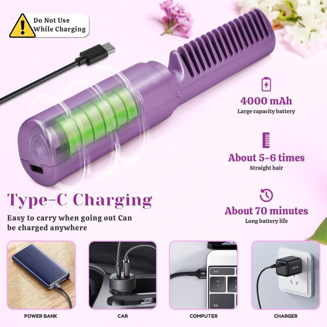 Portable Hair Straightener Hot Comb